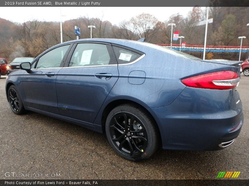Blue Metallic / Light Putty 2019 Ford Fusion SE AWD