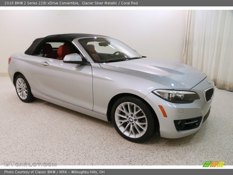 Glacier Silver Metallic / Coral Red 2016 BMW 2 Series 228i xDrive Convertible