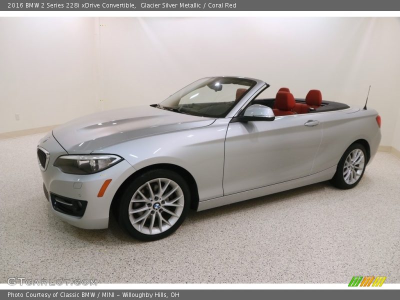 Glacier Silver Metallic / Coral Red 2016 BMW 2 Series 228i xDrive Convertible