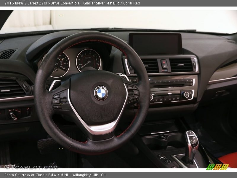 Glacier Silver Metallic / Coral Red 2016 BMW 2 Series 228i xDrive Convertible