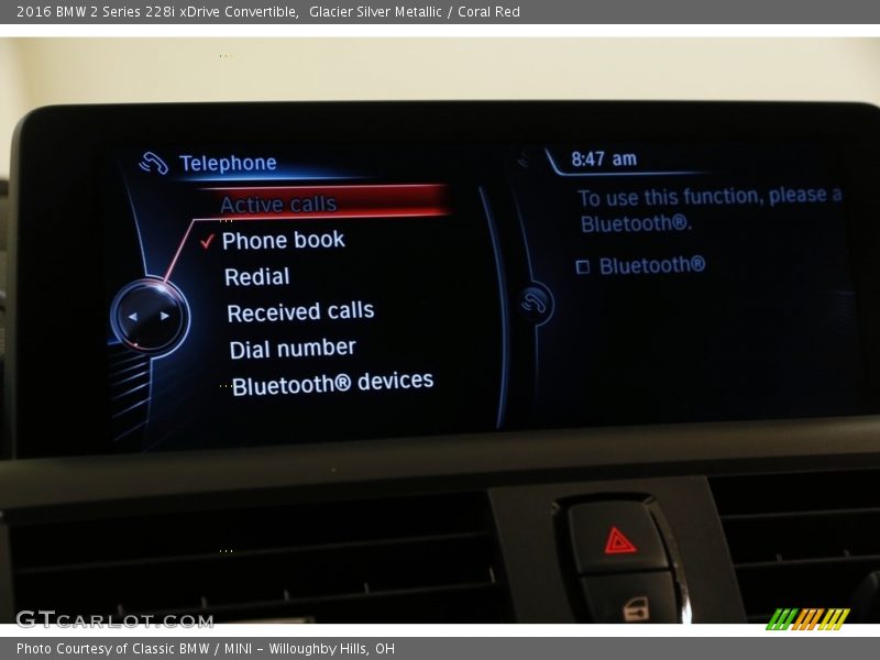 Glacier Silver Metallic / Coral Red 2016 BMW 2 Series 228i xDrive Convertible