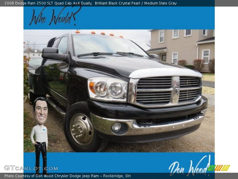 Brilliant Black Crystal Pearl / Medium Slate Gray 2008 Dodge Ram 3500 SLT Quad Cab 4x4 Dually