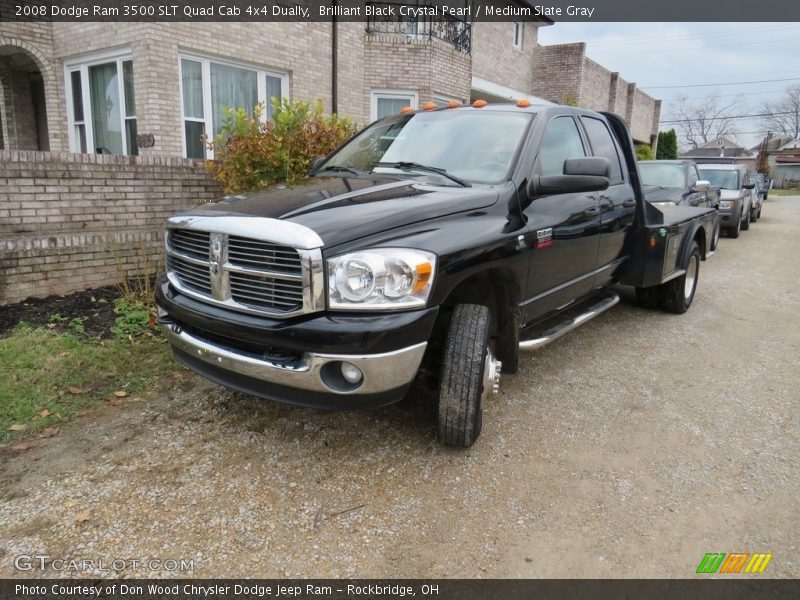 Brilliant Black Crystal Pearl / Medium Slate Gray 2008 Dodge Ram 3500 SLT Quad Cab 4x4 Dually