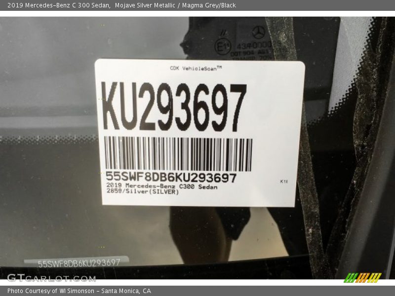 Mojave Silver Metallic / Magma Grey/Black 2019 Mercedes-Benz C 300 Sedan