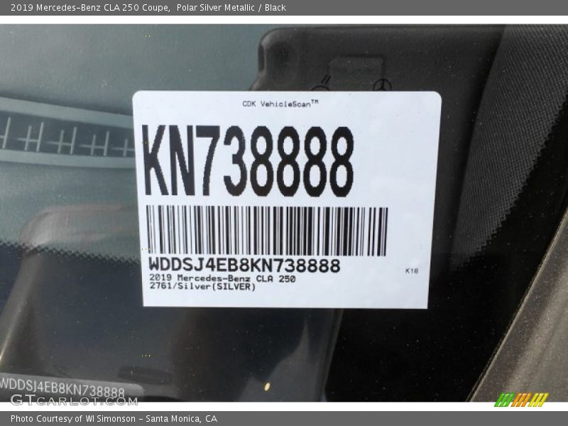 Polar Silver Metallic / Black 2019 Mercedes-Benz CLA 250 Coupe