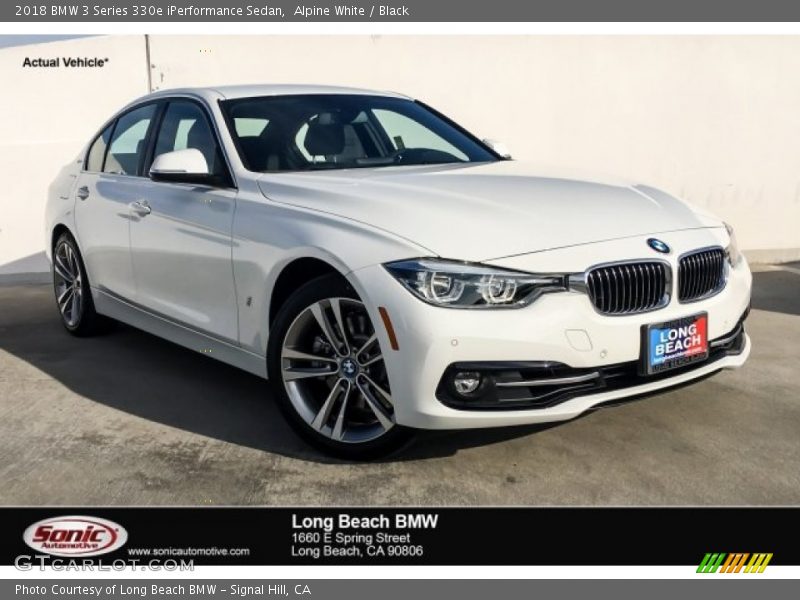 Alpine White / Black 2018 BMW 3 Series 330e iPerformance Sedan