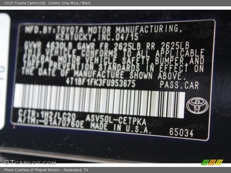 Cosmic Gray Mica / Black 2015 Toyota Camry XSE