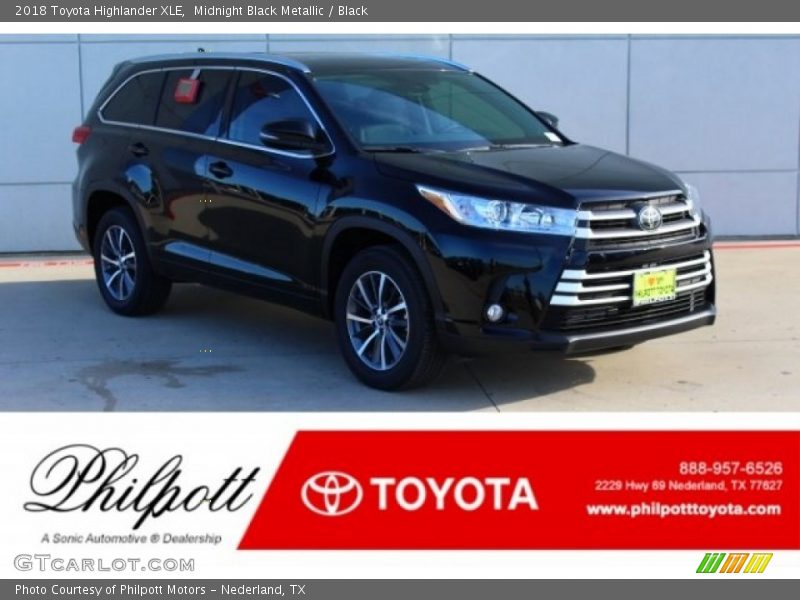 Midnight Black Metallic / Black 2018 Toyota Highlander XLE