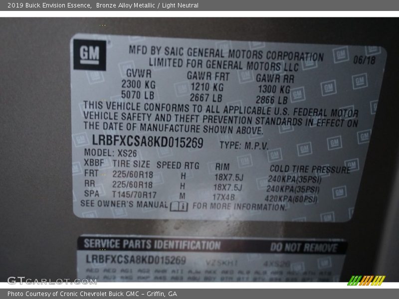 Bronze Alloy Metallic / Light Neutral 2019 Buick Envision Essence