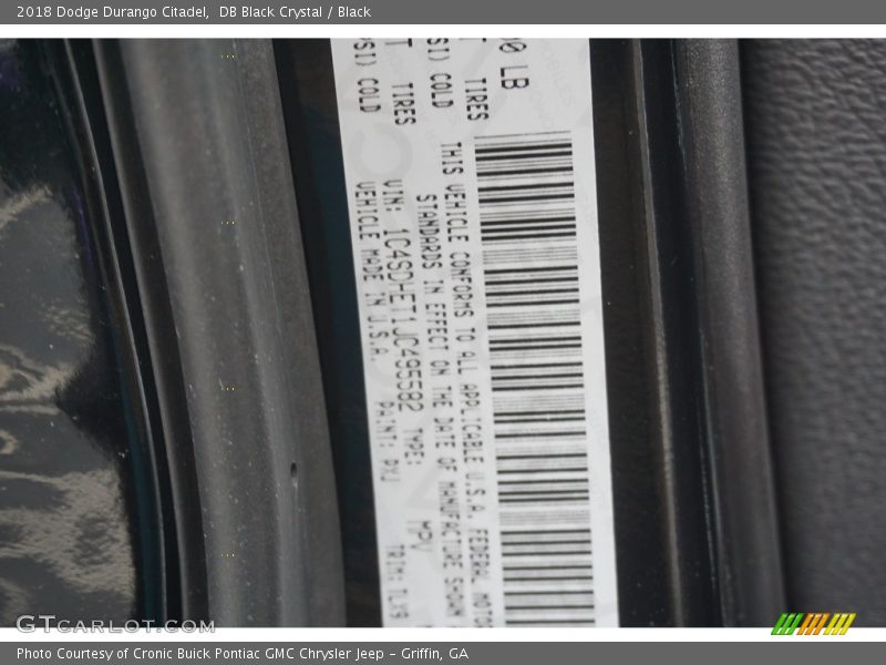 DB Black Crystal / Black 2018 Dodge Durango Citadel