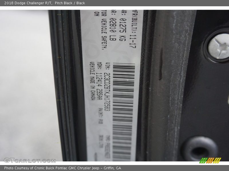 Pitch Black / Black 2018 Dodge Challenger R/T