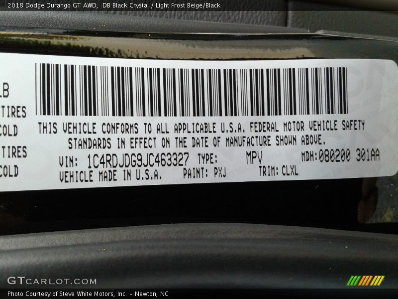 DB Black Crystal / Light Frost Beige/Black 2018 Dodge Durango GT AWD
