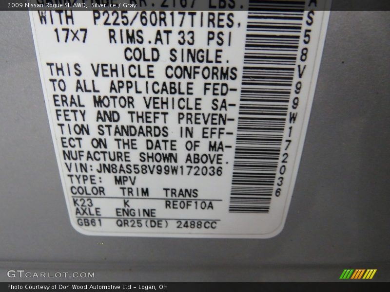 Silver Ice / Gray 2009 Nissan Rogue SL AWD