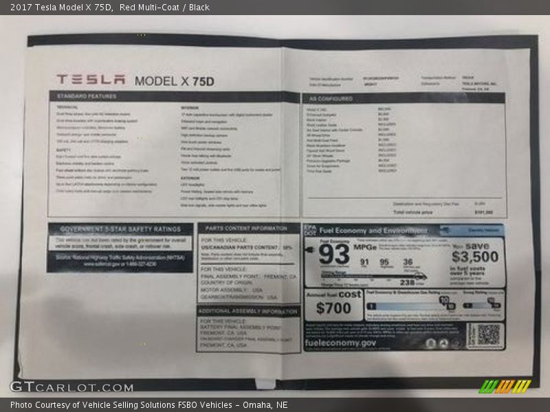 Red Multi-Coat / Black 2017 Tesla Model X 75D