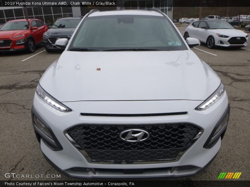 Chalk White / Gray/Black 2019 Hyundai Kona Ultimate AWD