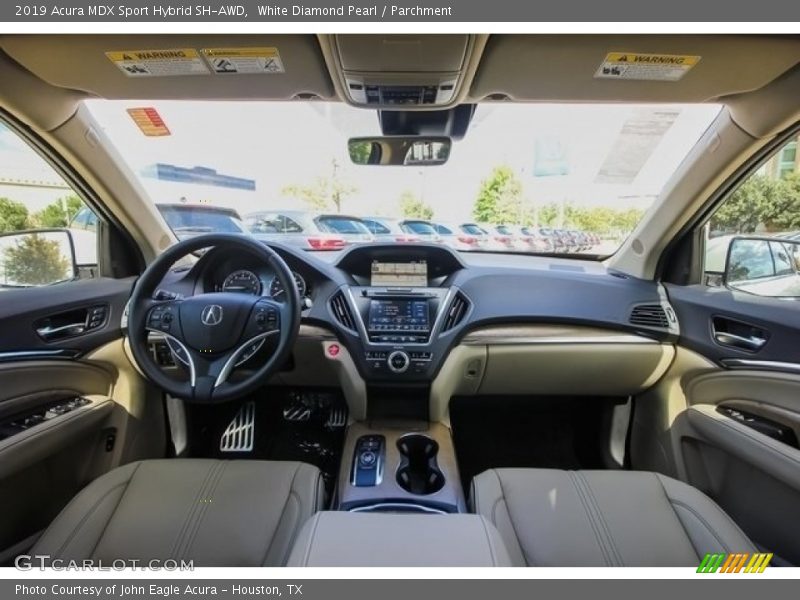 White Diamond Pearl / Parchment 2019 Acura MDX Sport Hybrid SH-AWD