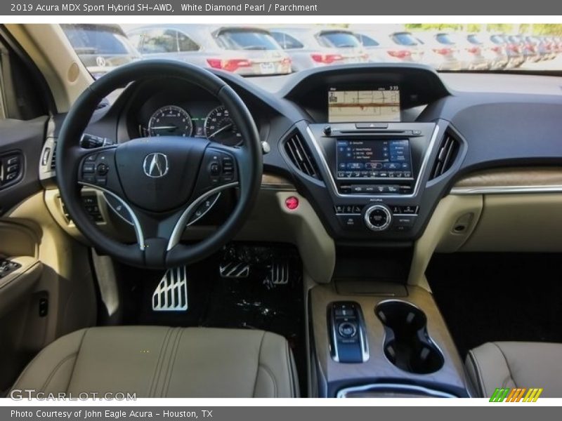 White Diamond Pearl / Parchment 2019 Acura MDX Sport Hybrid SH-AWD