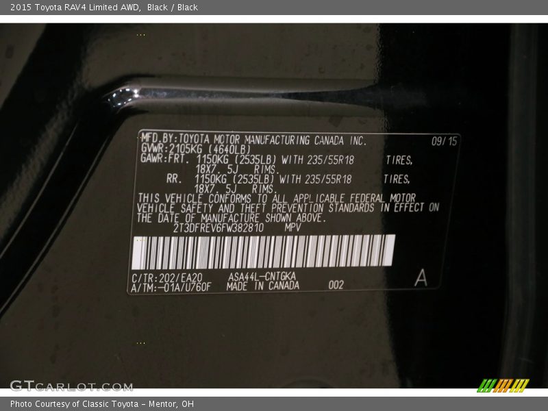 Black / Black 2015 Toyota RAV4 Limited AWD