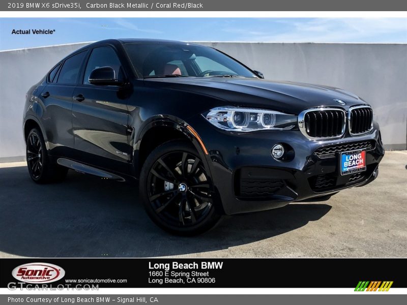 Carbon Black Metallic / Coral Red/Black 2019 BMW X6 sDrive35i