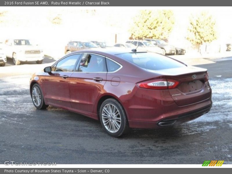 Ruby Red Metallic / Charcoal Black 2016 Ford Fusion SE AWD