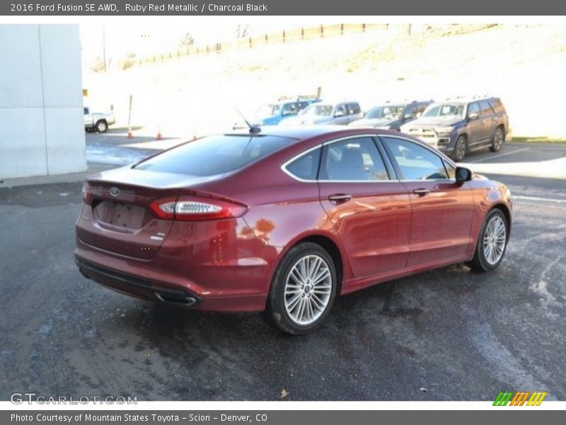 Ruby Red Metallic / Charcoal Black 2016 Ford Fusion SE AWD