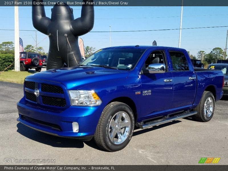 Blue Streak Pearl / Black/Diesel Gray 2017 Ram 1500 Express Crew Cab