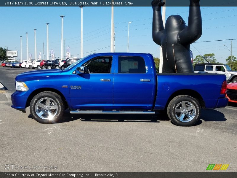 Blue Streak Pearl / Black/Diesel Gray 2017 Ram 1500 Express Crew Cab