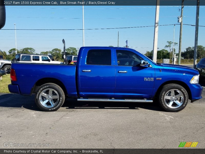 Blue Streak Pearl / Black/Diesel Gray 2017 Ram 1500 Express Crew Cab