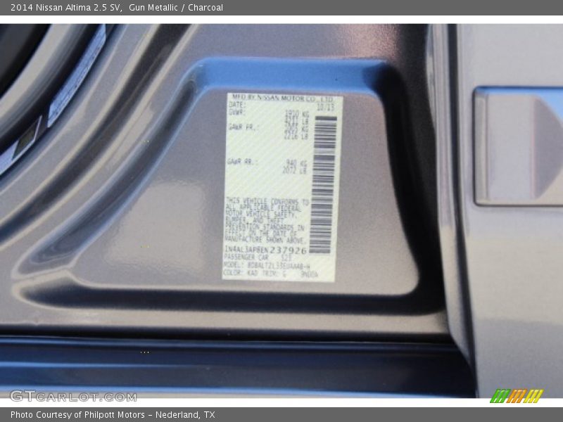 Gun Metallic / Charcoal 2014 Nissan Altima 2.5 SV