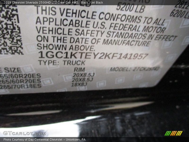 Black / Jet Black 2019 Chevrolet Silverado 2500HD LTZ Crew Cab 4WD