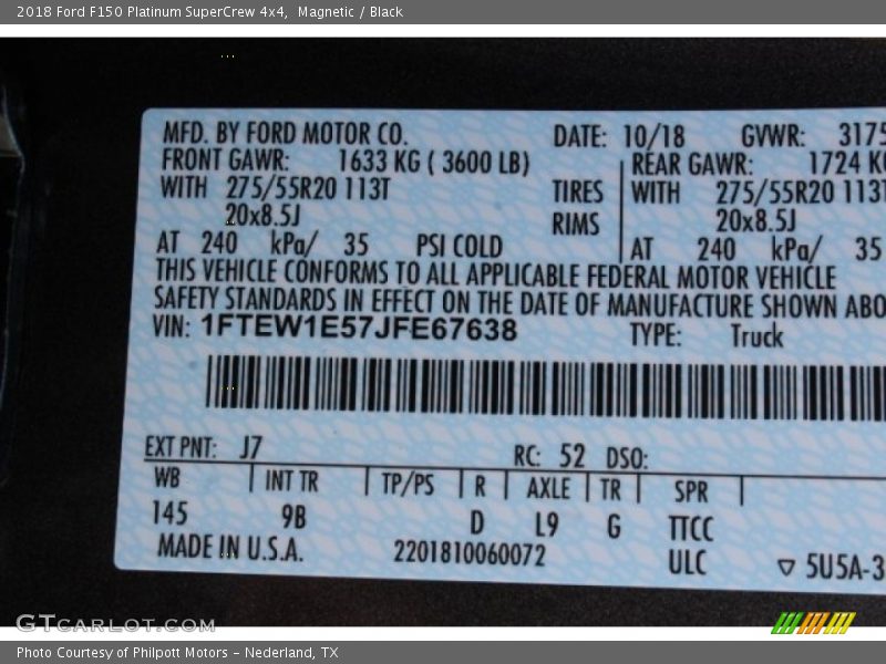 Magnetic / Black 2018 Ford F150 Platinum SuperCrew 4x4