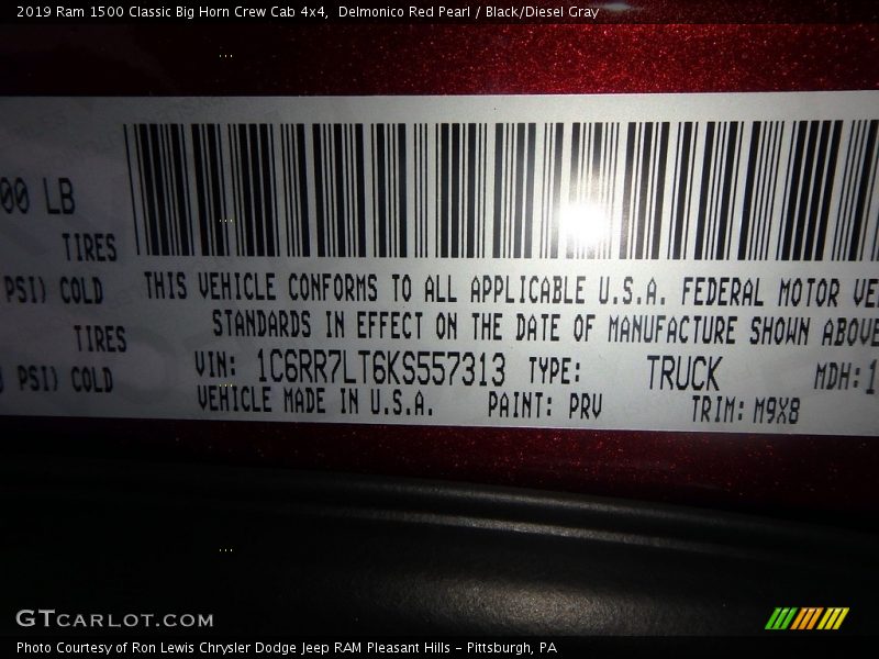 Delmonico Red Pearl / Black/Diesel Gray 2019 Ram 1500 Classic Big Horn Crew Cab 4x4