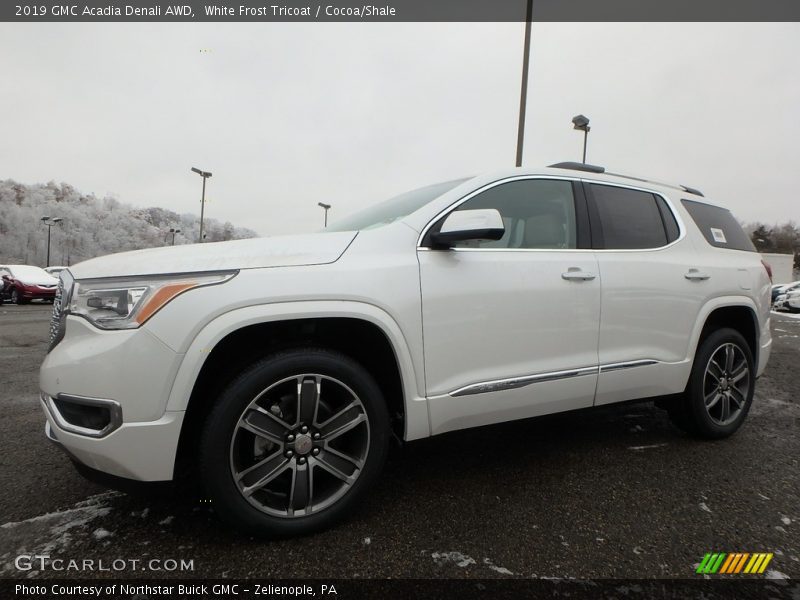 White Frost Tricoat / Cocoa/Shale 2019 GMC Acadia Denali AWD