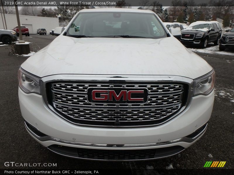 White Frost Tricoat / Cocoa/Shale 2019 GMC Acadia Denali AWD