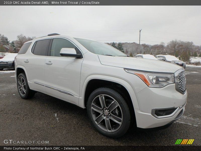 White Frost Tricoat / Cocoa/Shale 2019 GMC Acadia Denali AWD