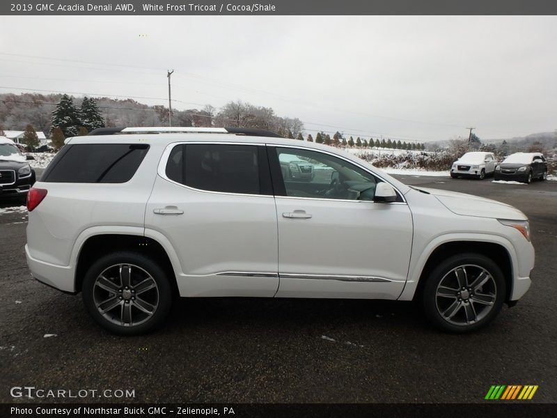 White Frost Tricoat / Cocoa/Shale 2019 GMC Acadia Denali AWD