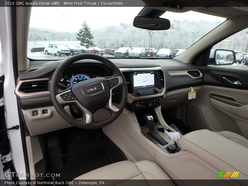 White Frost Tricoat / Cocoa/Shale 2019 GMC Acadia Denali AWD