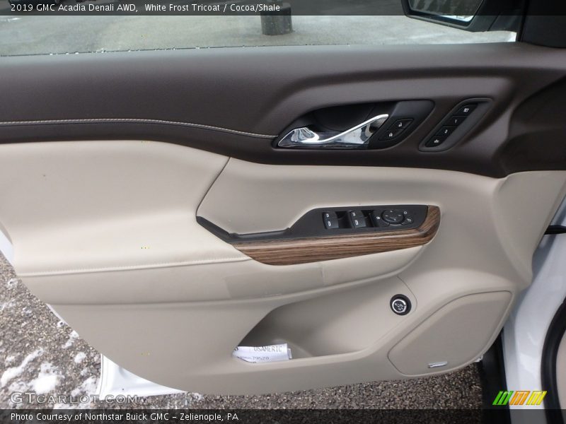 White Frost Tricoat / Cocoa/Shale 2019 GMC Acadia Denali AWD