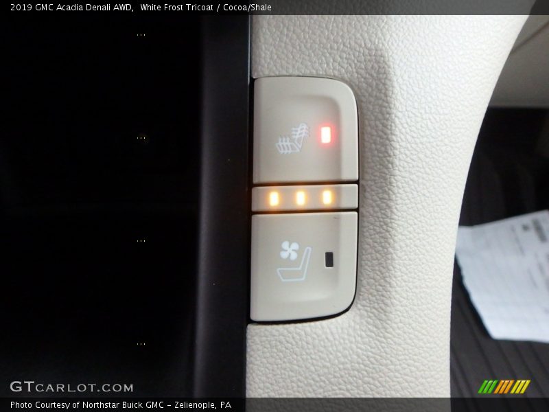 White Frost Tricoat / Cocoa/Shale 2019 GMC Acadia Denali AWD