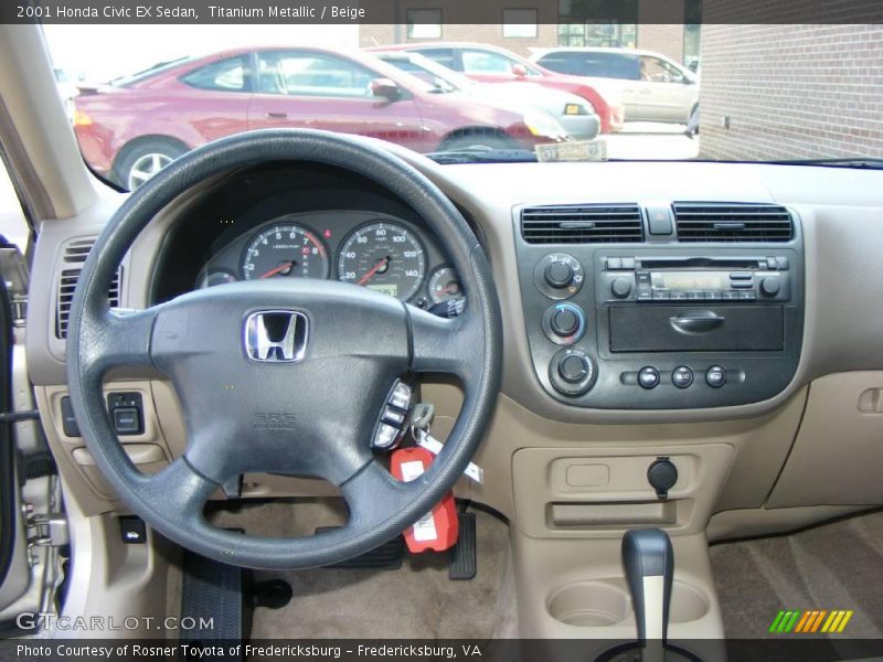 Titanium Metallic / Beige 2001 Honda Civic EX Sedan