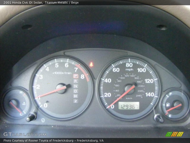 Titanium Metallic / Beige 2001 Honda Civic EX Sedan