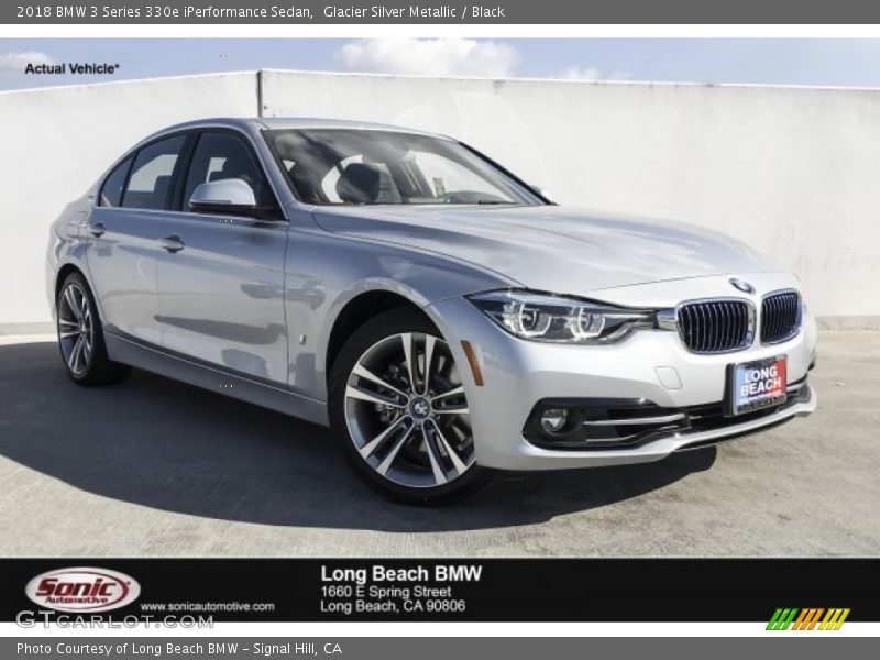 Glacier Silver Metallic / Black 2018 BMW 3 Series 330e iPerformance Sedan