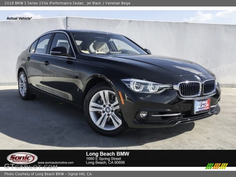 Jet Black / Venetian Beige 2018 BMW 3 Series 330e iPerformance Sedan