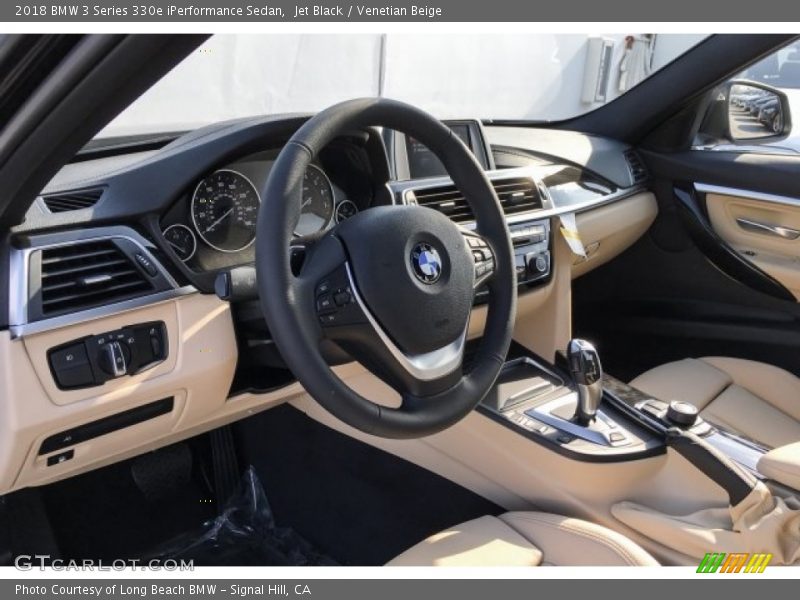 Jet Black / Venetian Beige 2018 BMW 3 Series 330e iPerformance Sedan