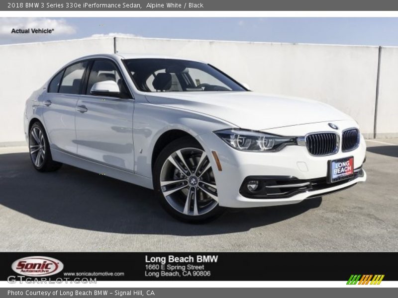 Alpine White / Black 2018 BMW 3 Series 330e iPerformance Sedan