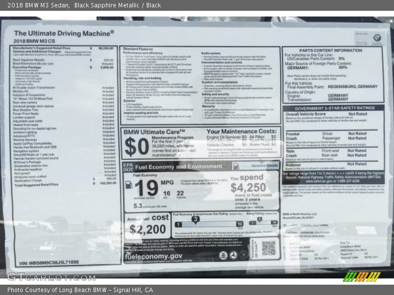Black Sapphire Metallic / Black 2018 BMW M3 Sedan