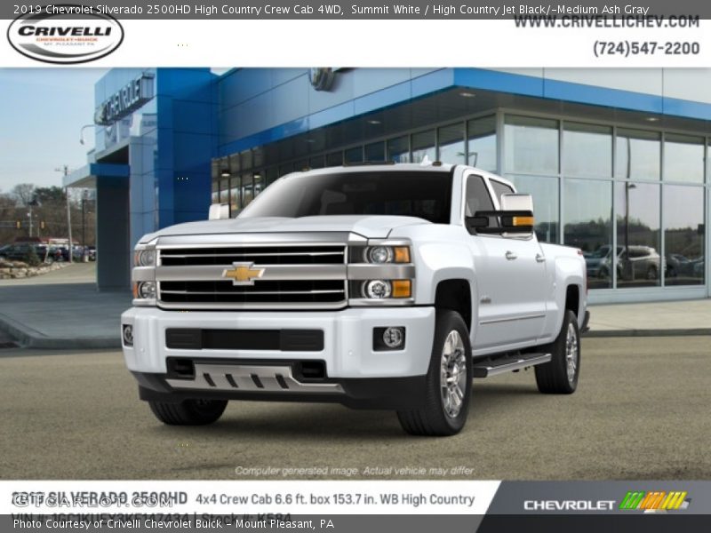 Summit White / High Country Jet Black/­Medium Ash Gray 2019 Chevrolet Silverado 2500HD High Country Crew Cab 4WD