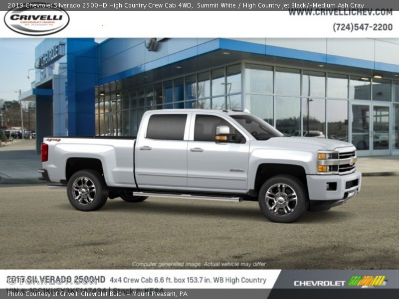 Summit White / High Country Jet Black/­Medium Ash Gray 2019 Chevrolet Silverado 2500HD High Country Crew Cab 4WD