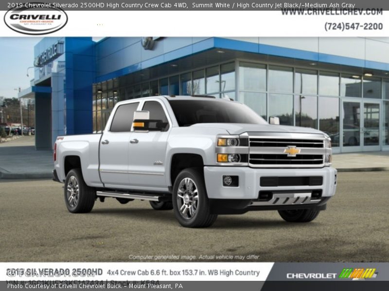 Summit White / High Country Jet Black/­Medium Ash Gray 2019 Chevrolet Silverado 2500HD High Country Crew Cab 4WD