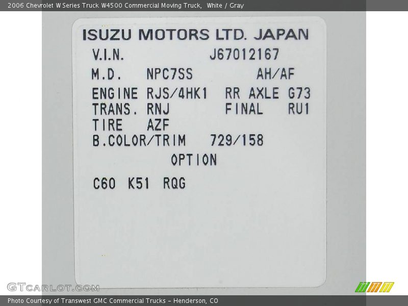 White / Gray 2006 Chevrolet W Series Truck W4500 Commercial Moving Truck